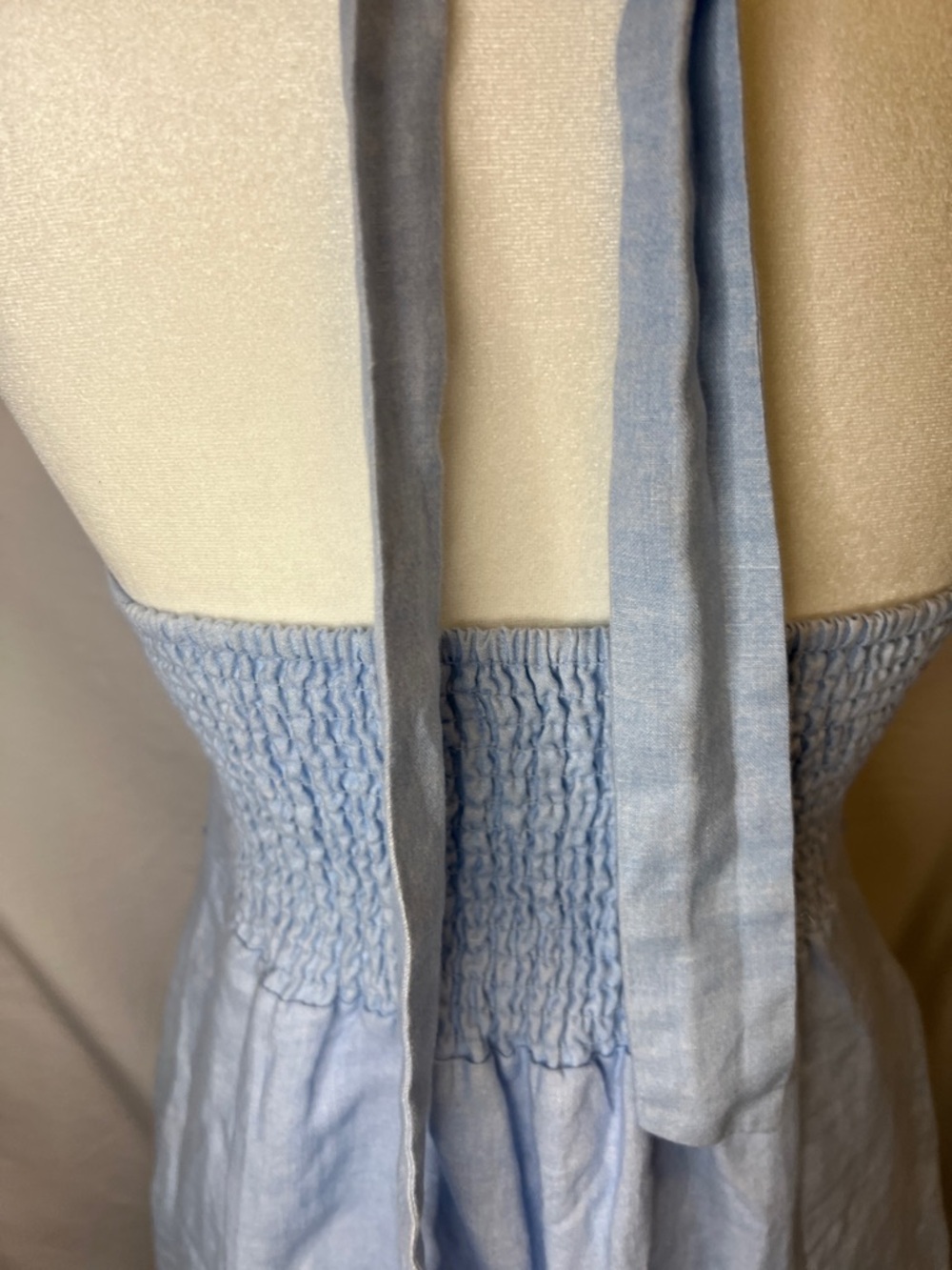 Tommy Bahama Light Blue Floral Halter Linen Maxi Dress Size 4 - Picture 5 of 16